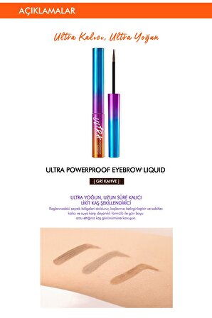 Kalıcı Likit Kaş Şekillendirici Ultra Powerproof Eyebrow Liquid [Gray Brown]